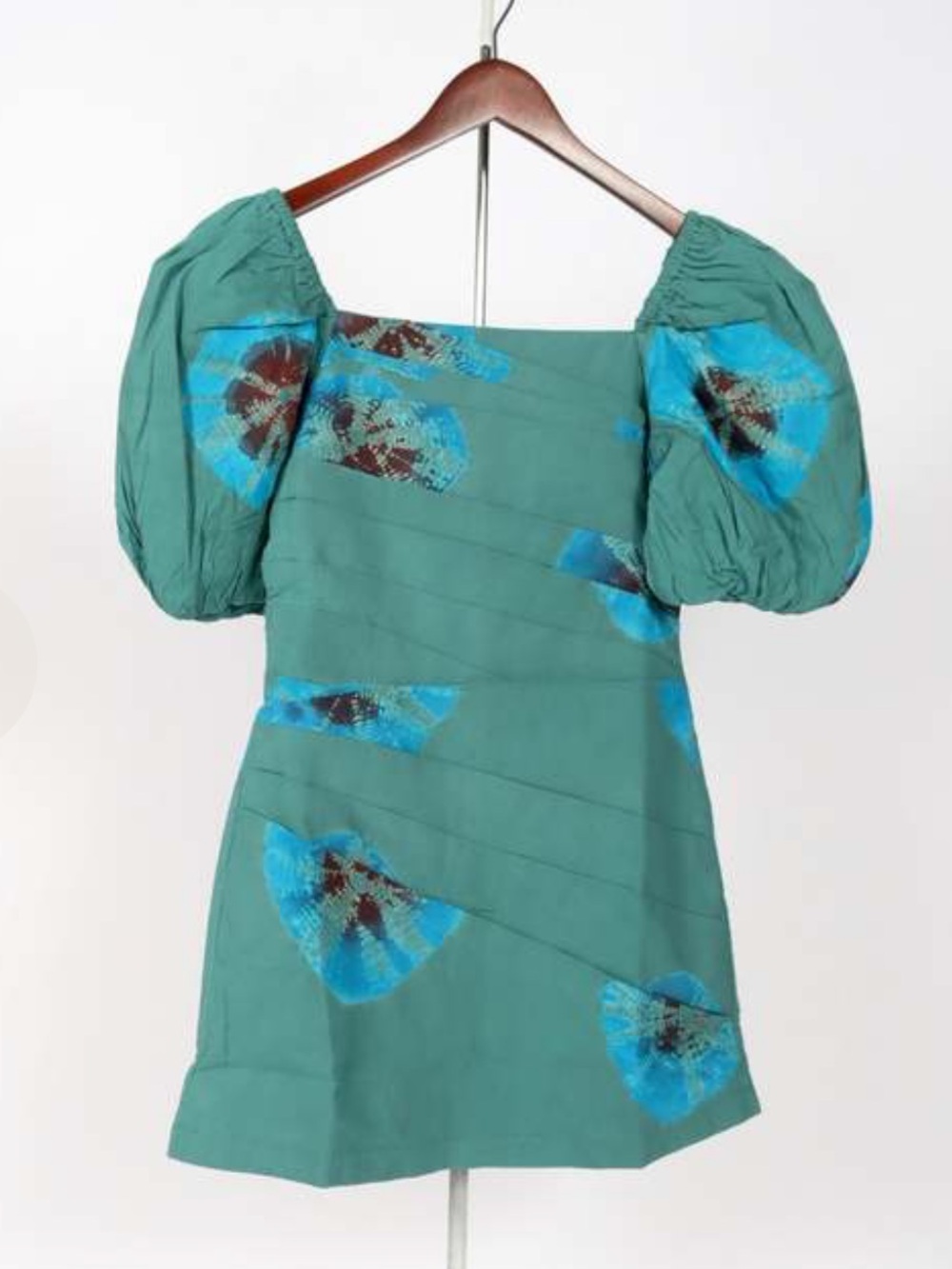Sea New York Lourdes green mini dress, puff sleeve, size 2
